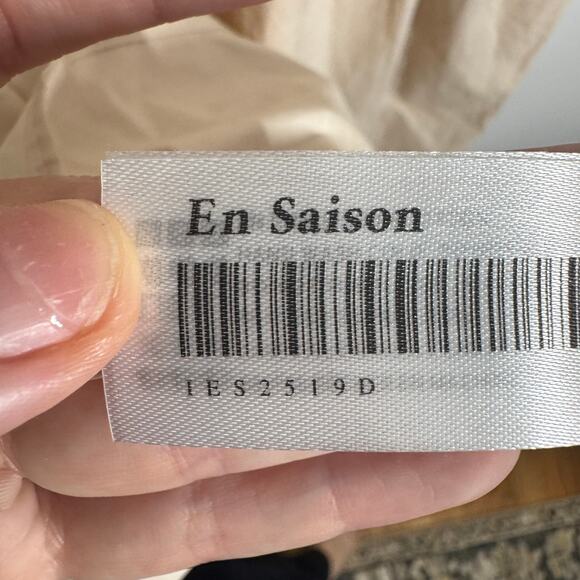 En Saison Dress Women M Cream Smocked Ruffled Mini Ruffle Tiered Cottage Cotton - Picture 9 of 10